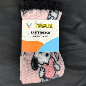 Viasox Peanuts Snoopy Love Easystretch High Knee Diabetic Socks W 5-9 M 6-8 M